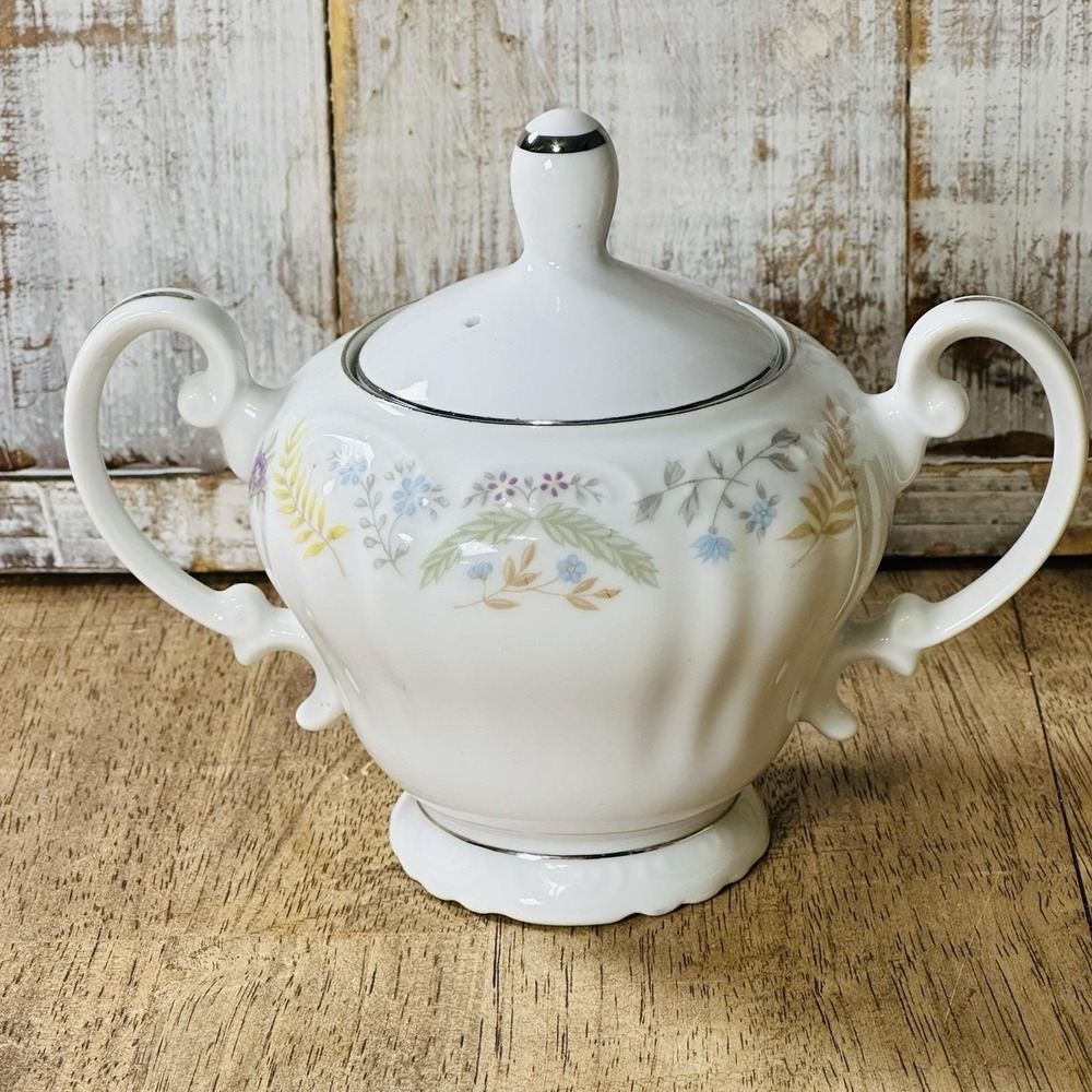 Vintage Retired Pattern Japan Fine China Joanne 7006 Sugar Bowl‎ & Lid 4 7/8"x3"